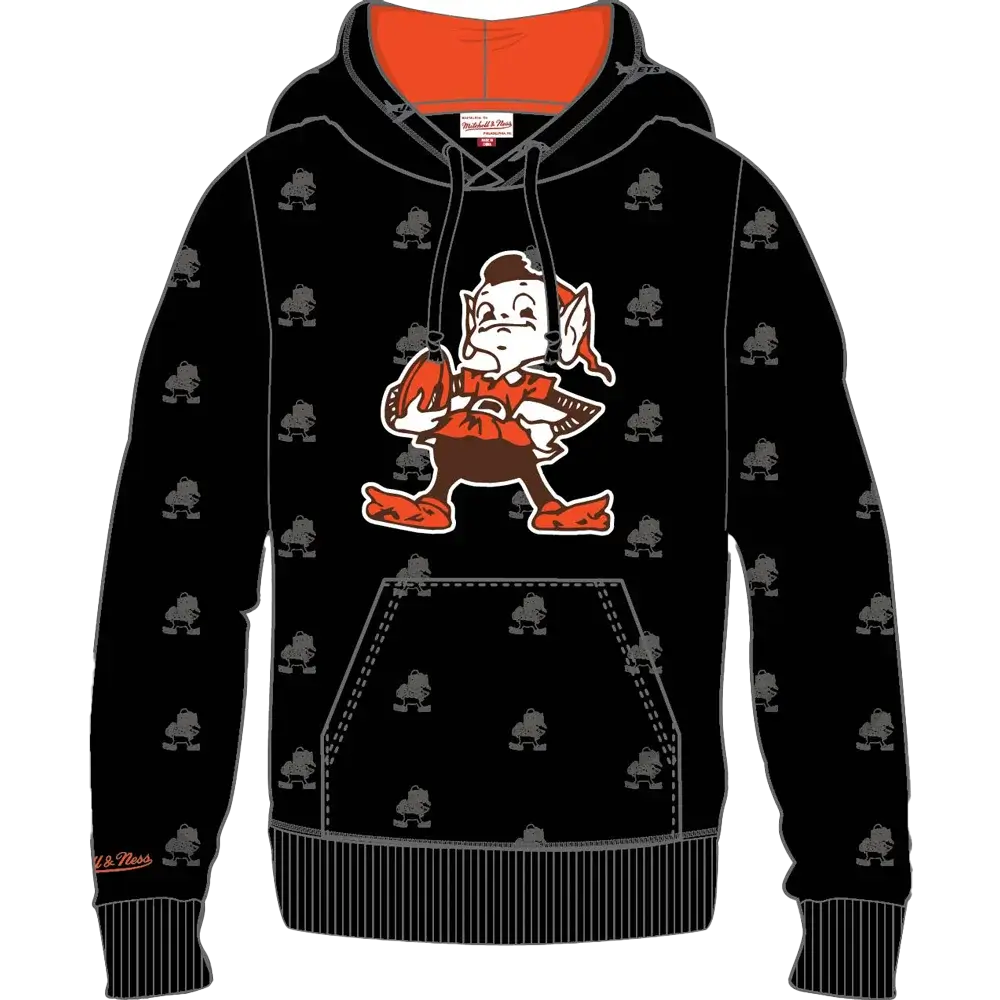 Sudadera con capucha de forro polar con estampado integral de los Cleveland Browns de Mitchell &amp; Ness 