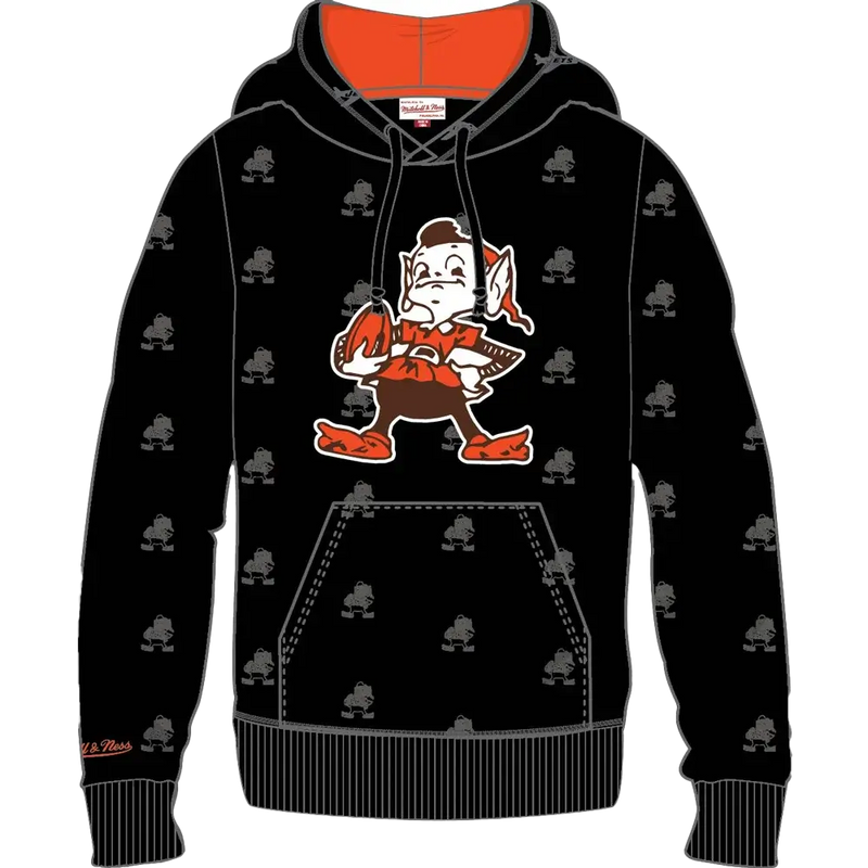 Sudadera con capucha de forro polar con estampado integral de los Cleveland Browns de Mitchell & Ness 
