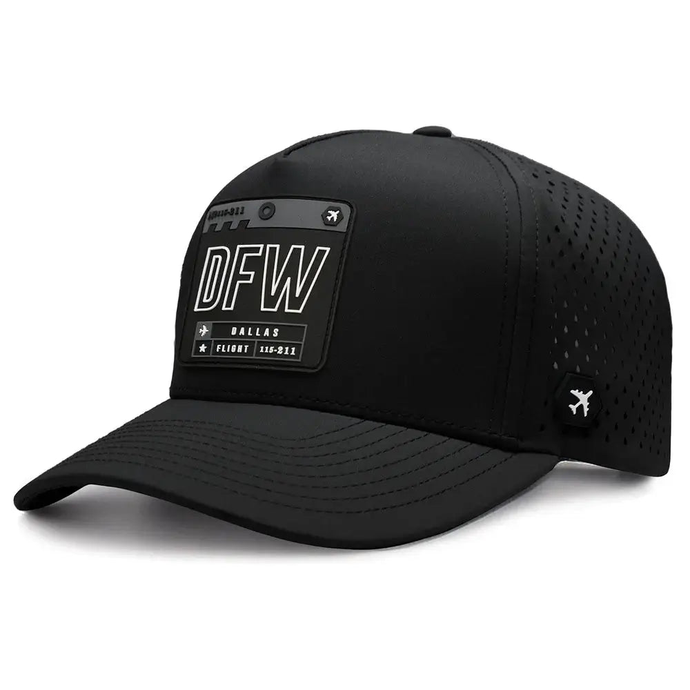 Dallas Performance Cap Black color 3Quarter front view