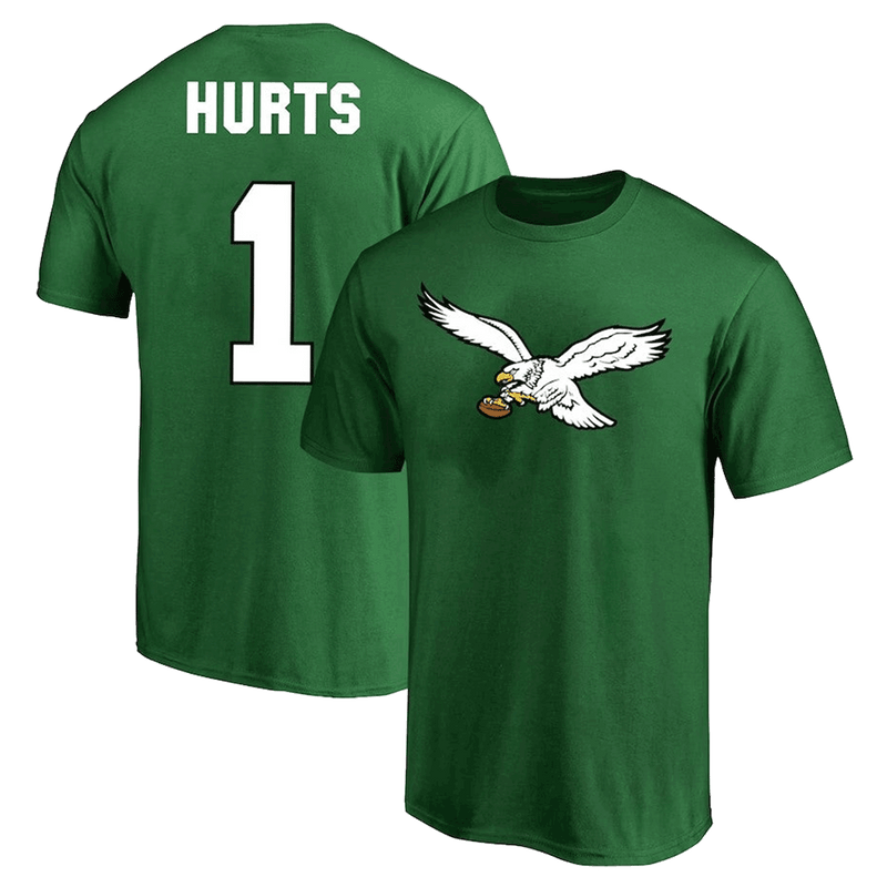 Camiseta con nombre y número de Jalen Hurts, jugador de los Philadelphia Eagles - Kelly Green 