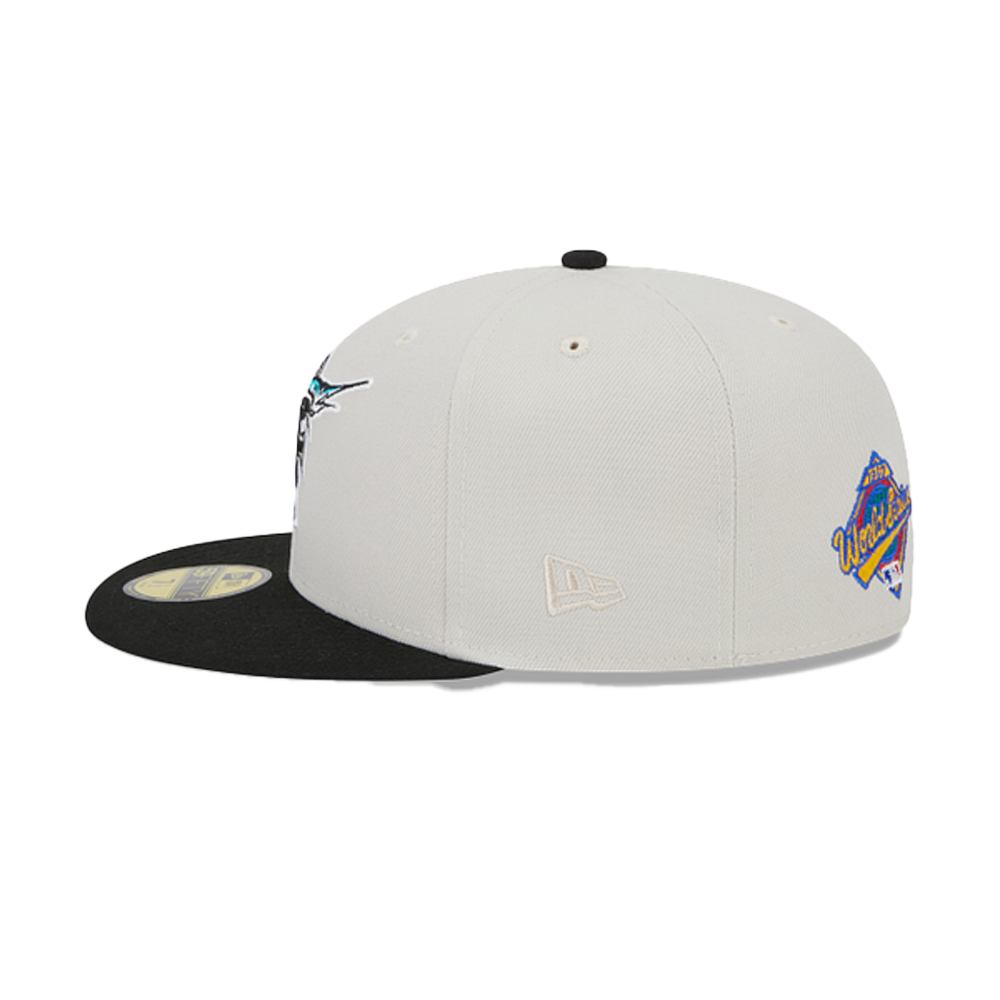 New Era 59Fifty Florida Marlins Fitted Hat Size 7 5/8 Peach UV 97 popular WS Side Patch