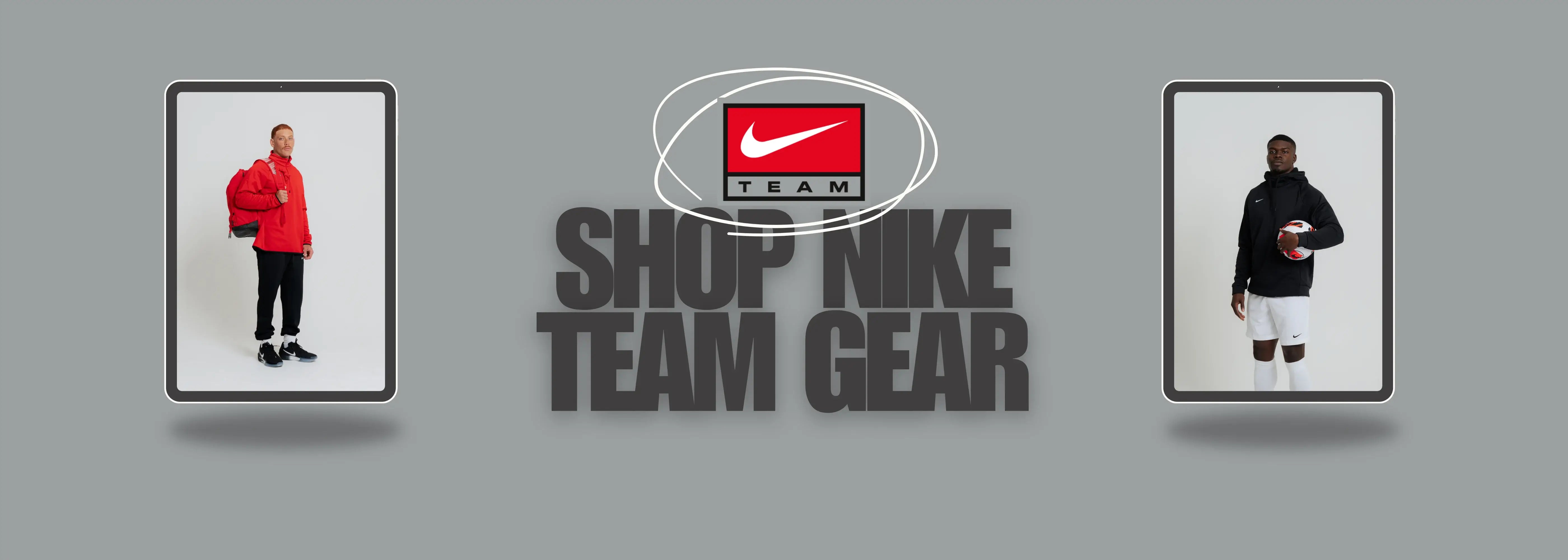Nike Team Gear with two people wearing red and black outfits