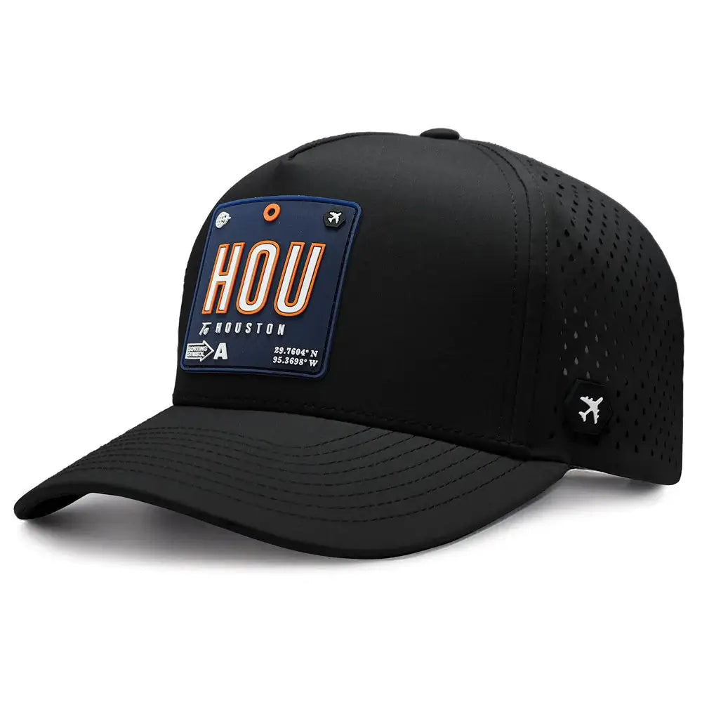Houston Performance Cap Black color 3Quarter front view