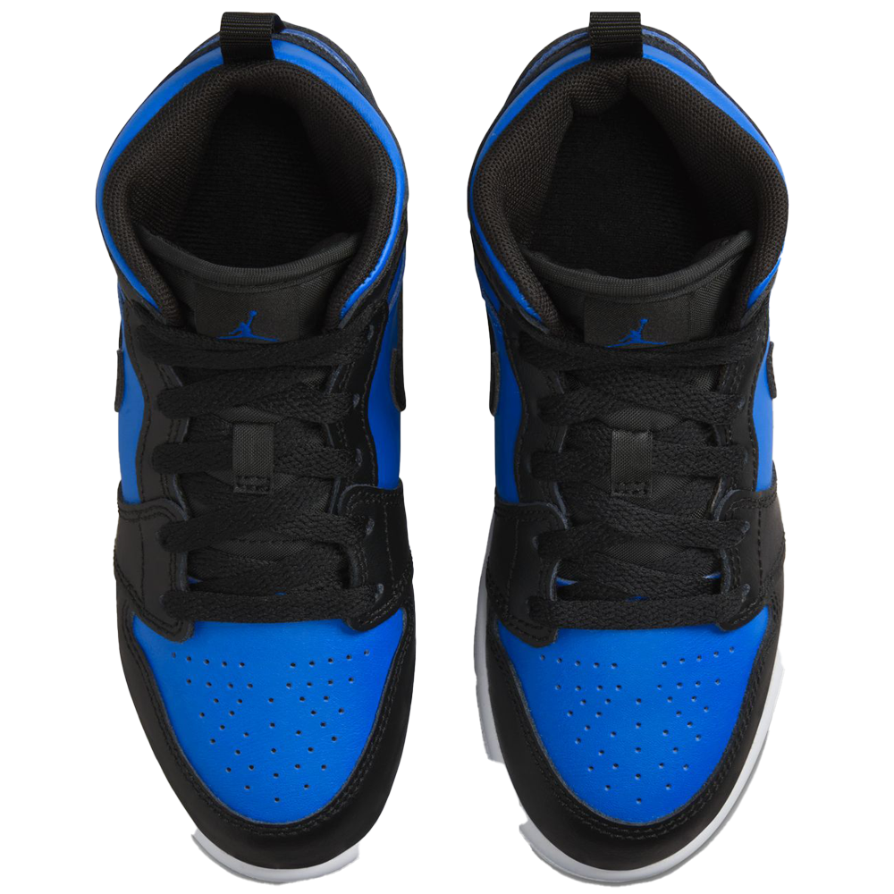 KIDS BLUE AND BLACK shops JORDAN 1 MID “HYPER ROYAL” SHOES SIZE 4Y