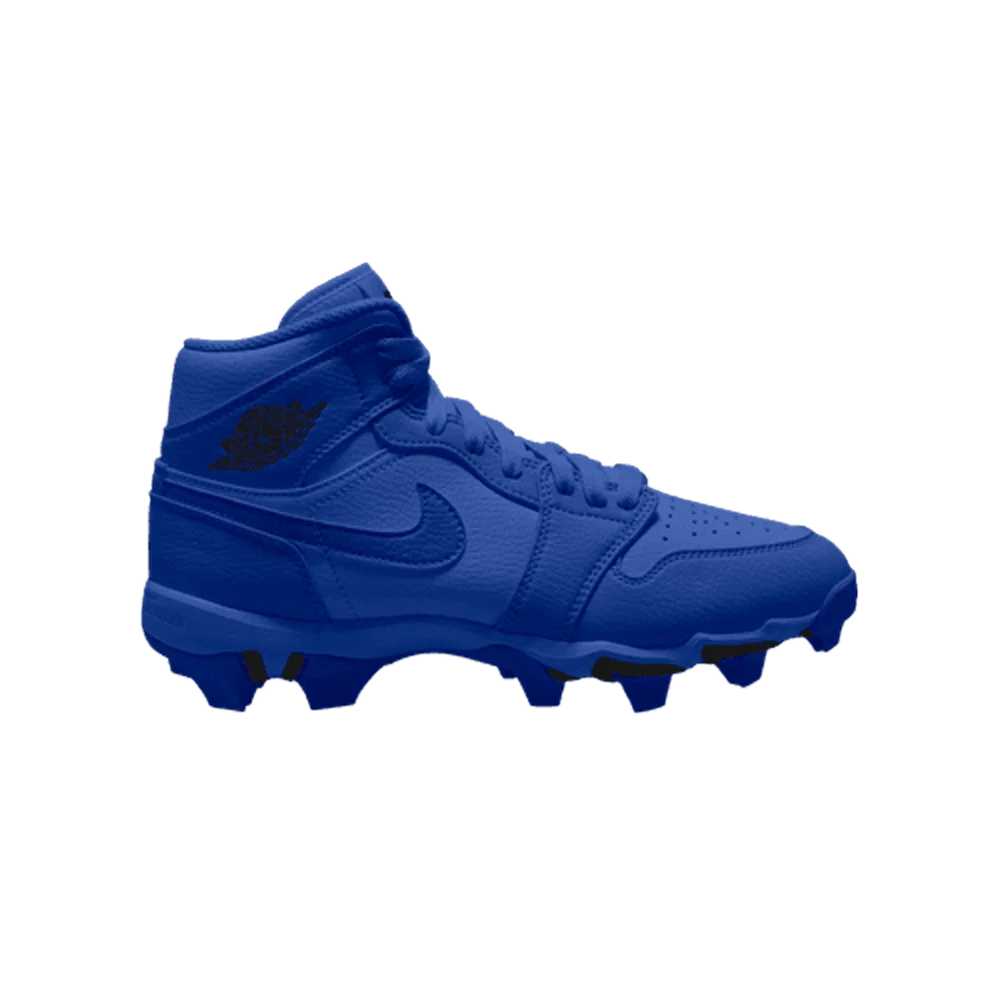 Jordan Little/Big Kids 1 Mid Cleats Blue Color.