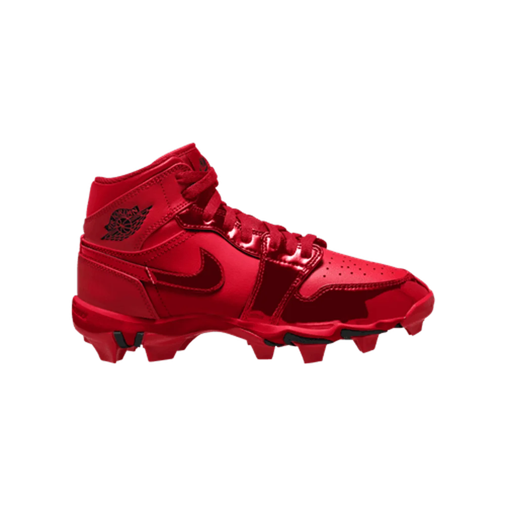 Jordan Little/Big Kids 1 Mid Cleats red Color.