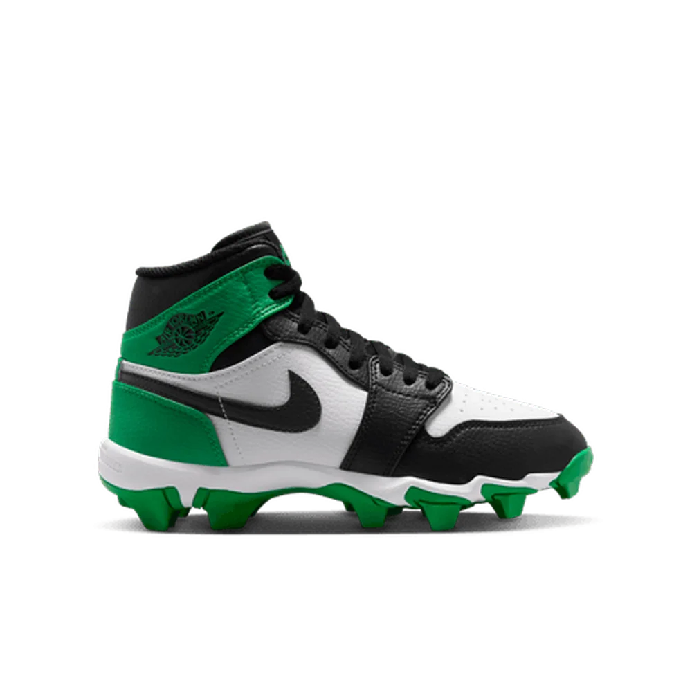 Jordan Little/Big Kids 1 Mid Cleats green Color.