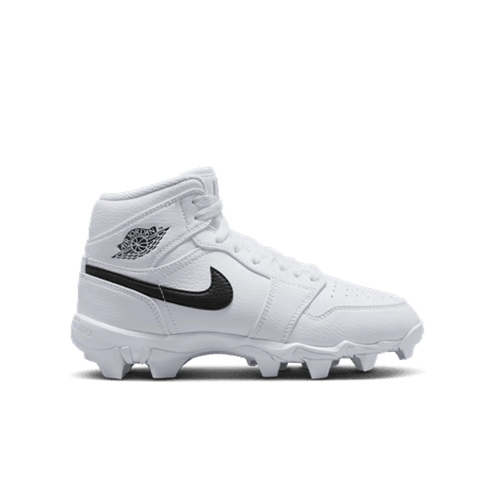 Jordan Little/Big Kids 1 Mid Cleats White Color.