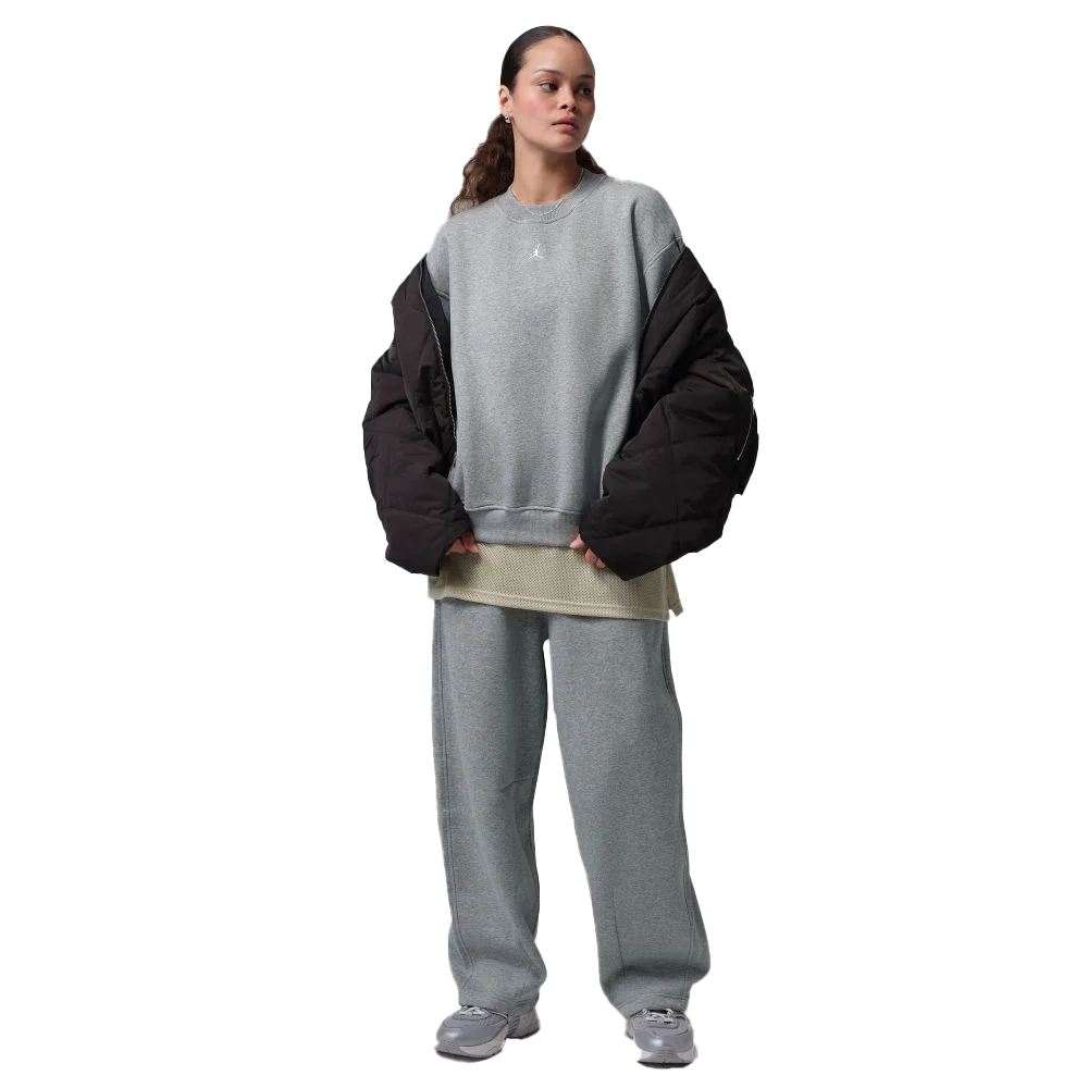 Jordan Women's Brooklyn Fleece Crew-Neck Sweatshirt Grey Color