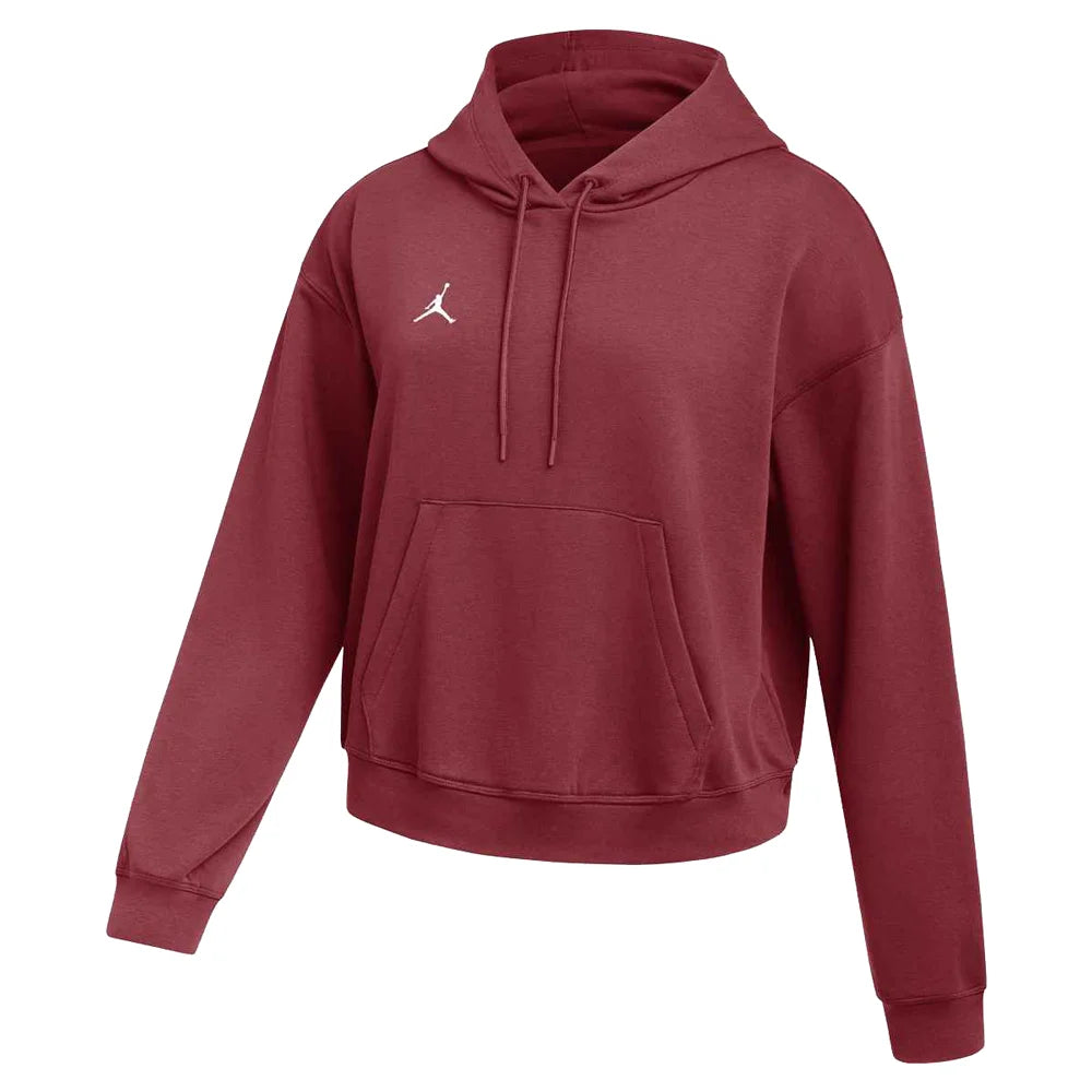 Jordan Women's Dri-fit Sport Crossover Fleece Hoodie Maroon Color