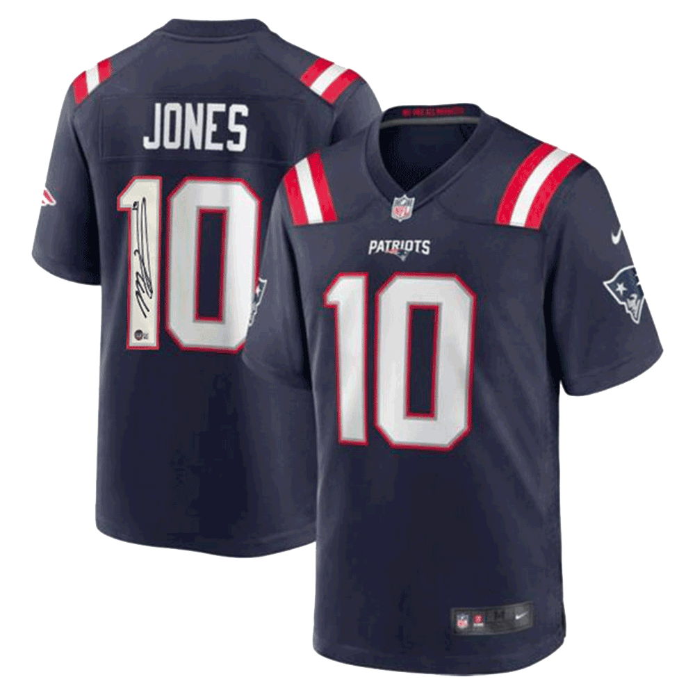 Mac Jones New England Patriots Autographed Navy Blue Nike Game Jersey