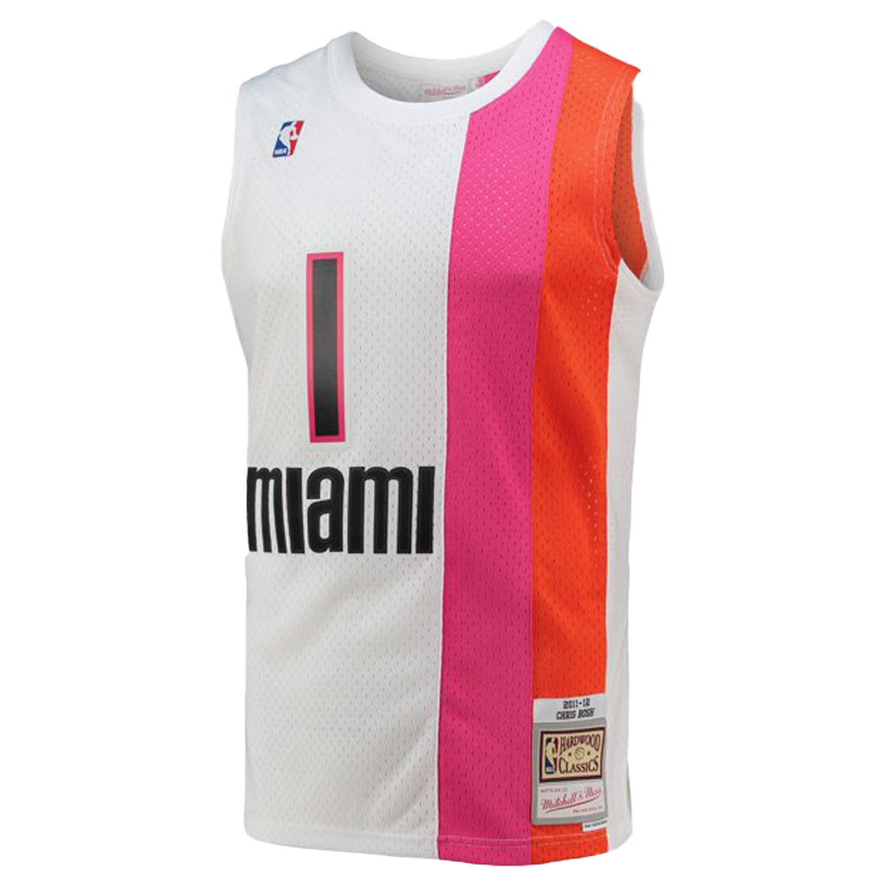 Men's Mitchell & Ness Chris Bosh White Miami Heat 2011-12 Hardwood Classics Swingman Jersey