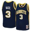 Camiseta retro Mitchell & Ness para hombre de los Marquette Golden Eagles Dwyane Wade #3 azul 2002-03 Swingman 