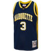 Camiseta retro Mitchell & Ness para hombre de los Marquette Golden Eagles Dwyane Wade #3 azul 2002-03 Swingman 