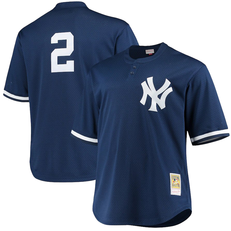 Camiseta de práctica de bateo de Derek Jeter Mitchell & Ness de los Yankees de Nueva York para hombre, réplica azul marino