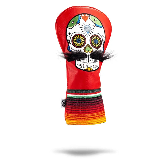 Mustache Sugar Skull-Driver Cover Redf_red_color