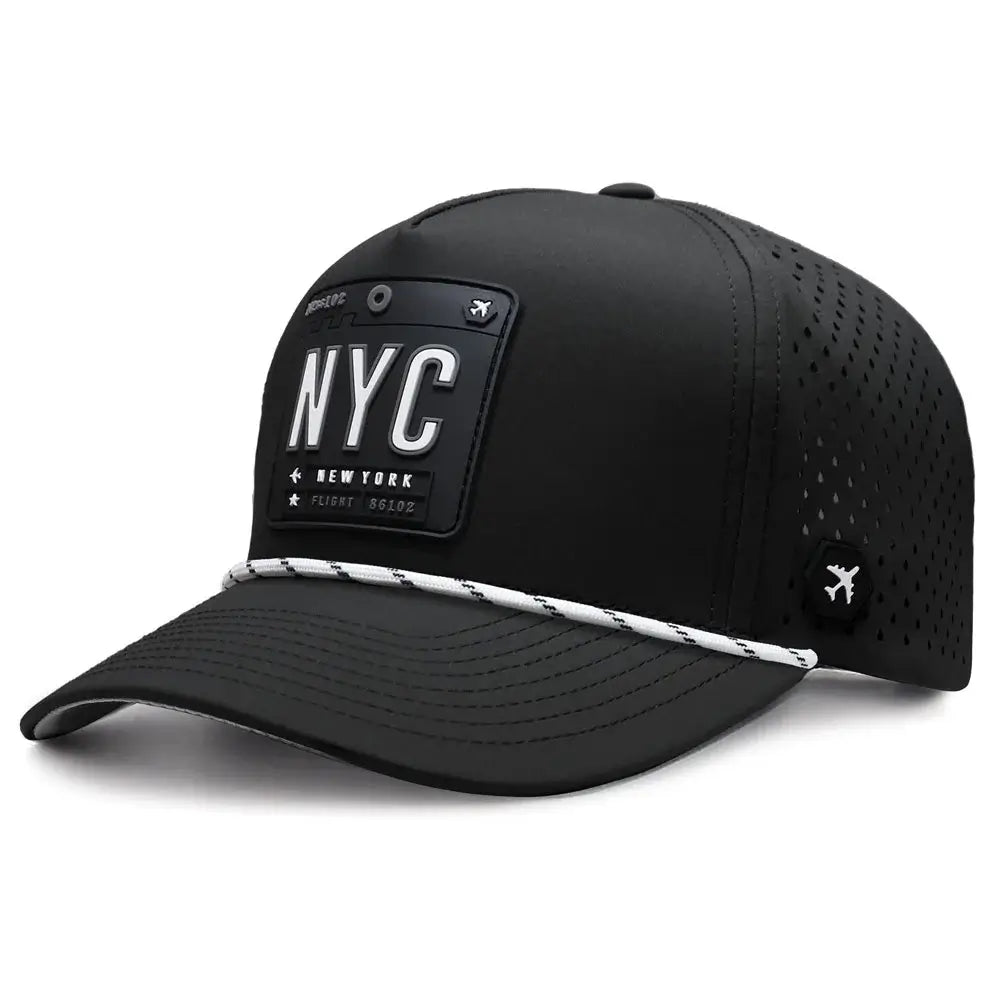 NYC - New York Revolve Performance Hat Black/White Rope color 3Quarter front view