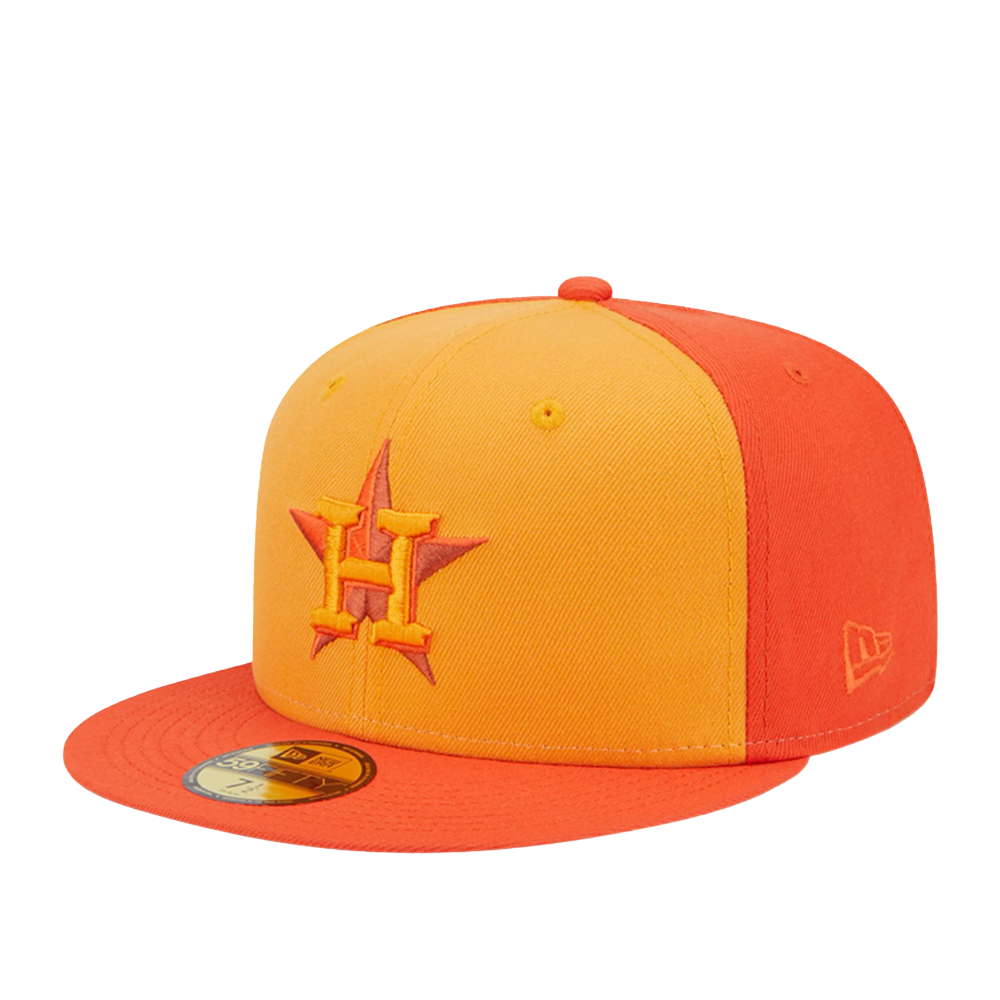 New Era 59Fifty Houston Astros Fitted Hat top Size 7 1/2 Orange UV 45th Side Patch