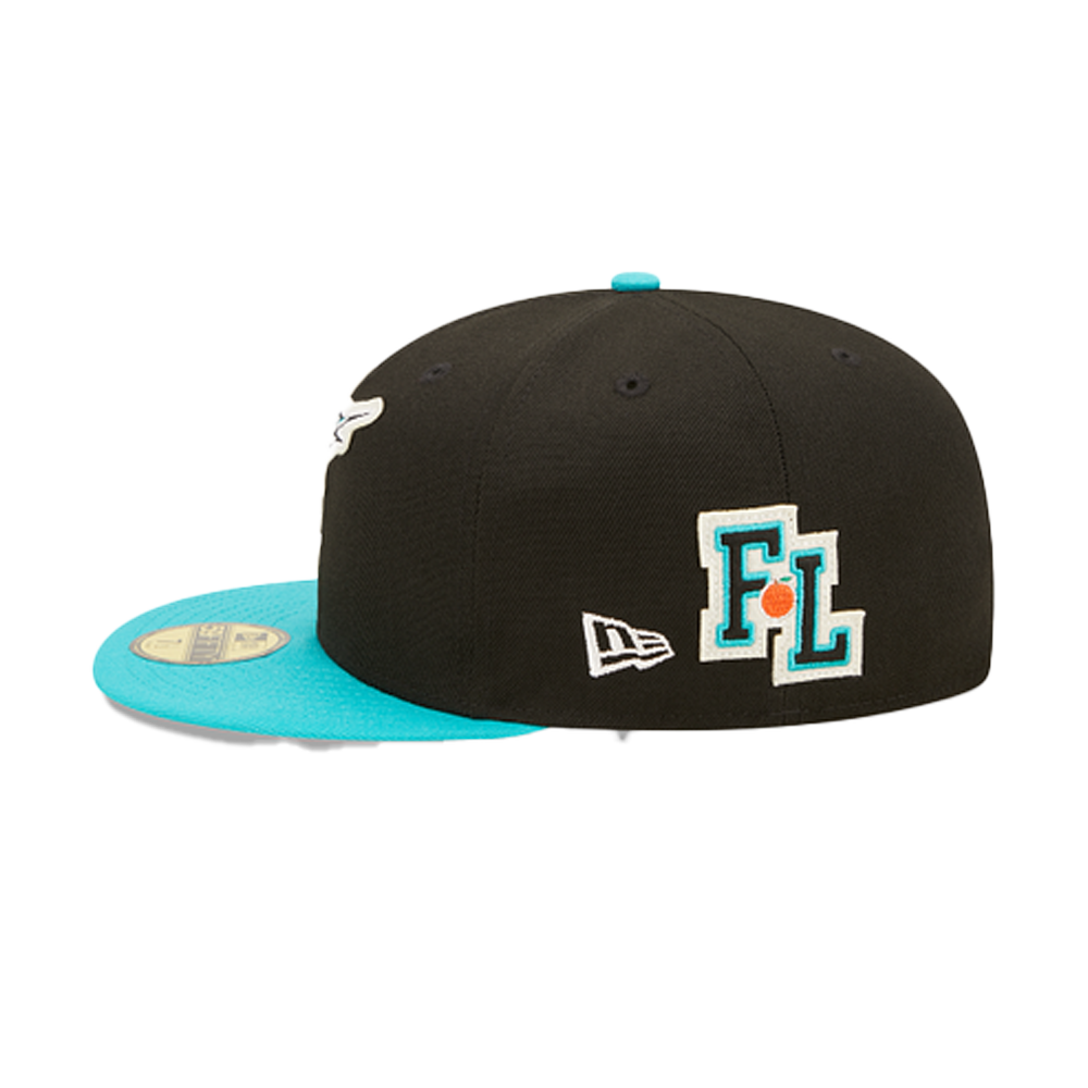 New selling Era 59Fifty Florida Marlins Fitted Hat Size 7 5/8 Peach UV 97 WS Side Patch