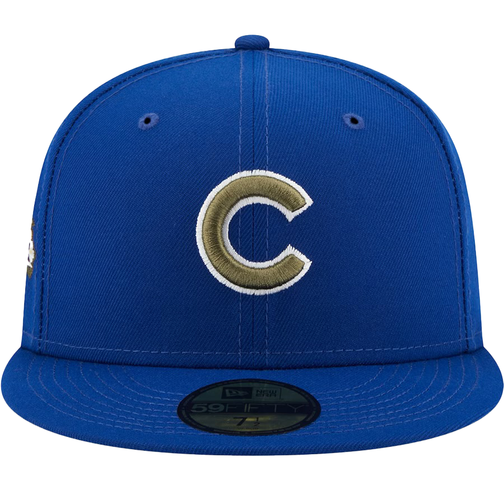 New Era 59Fifty Chicago Cubs Fitted Hat Size 2024 7 3/8 Gold UV 100 Yrs Side Patch