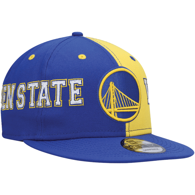 Gorra snapback New Era 9Fifty con división de equipo de los Golden State Warriors en color real/dorado para hombre