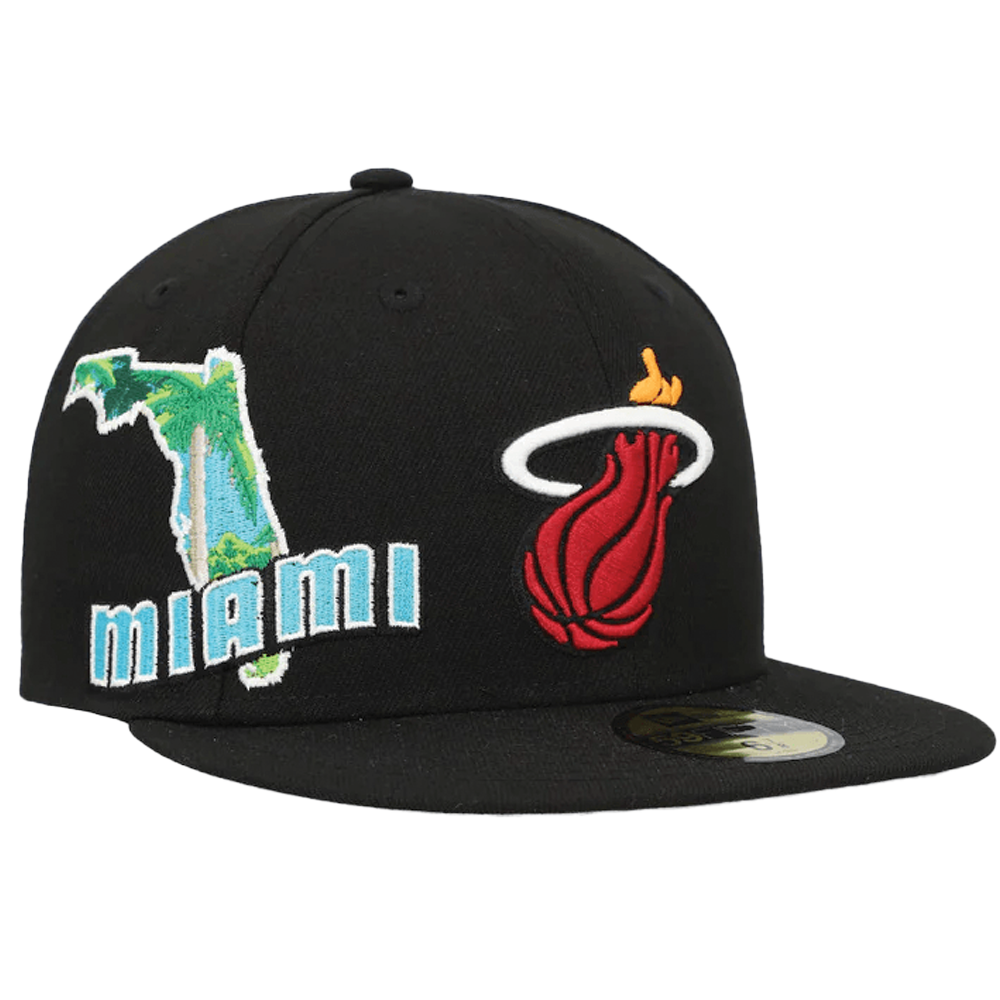 Gorra ajustada New Era Stateview 59Fifty azul marino de los Miami Heat para hombre