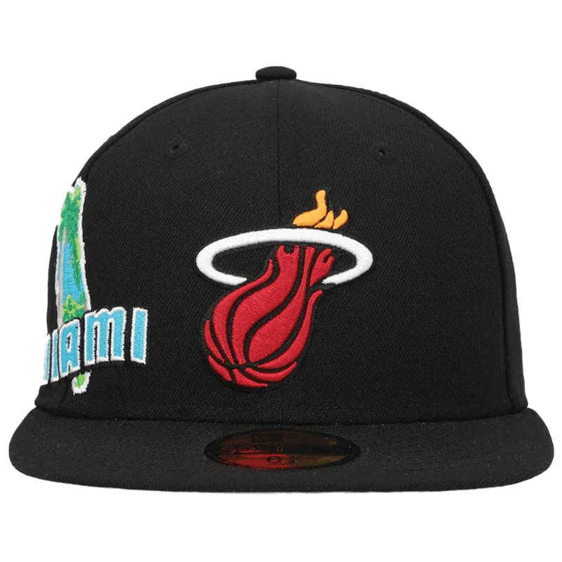 Gorra ajustada New Era Stateview 59Fifty azul marino de los Miami Heat para hombre