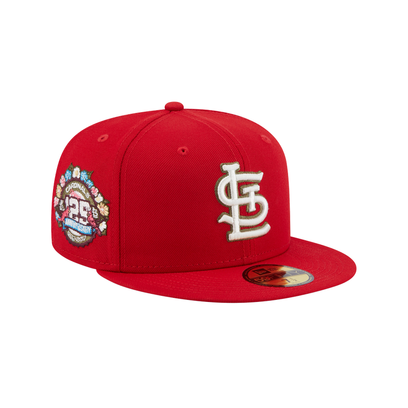 Gorra ajustada 59FIFTY con diseño botánico de los St. Louis Cardinals, color rojo, del 25.º aniversario de los entrenamientos de primavera de New Era