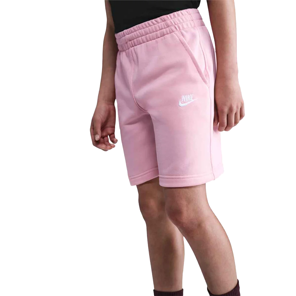 Nike Big Kids' Sportswear Club Fleece  French Terry Shorts Pink color