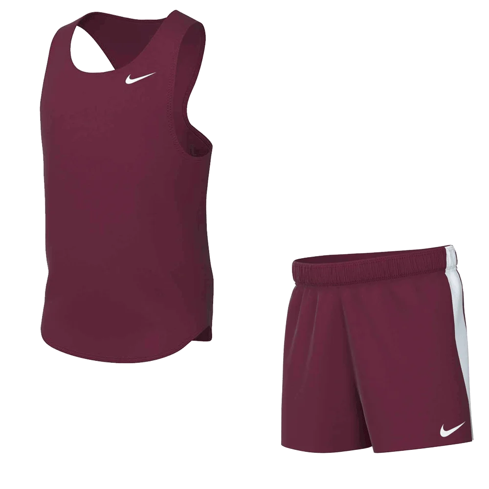 Nike Kids Dri-Fit Stock Fast Set - Singlet and Shorts maroon color