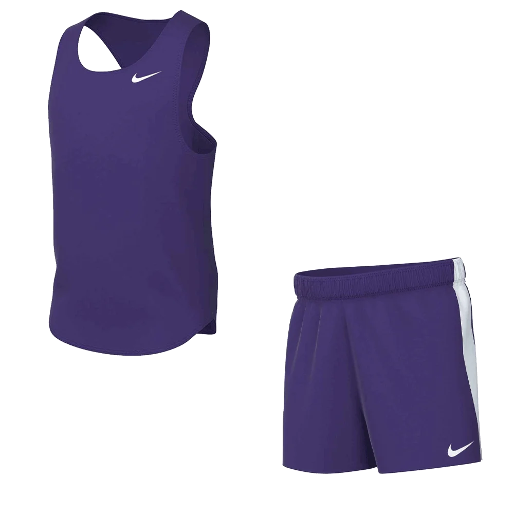 Nike Kids Dri-Fit Stock Fast Set - Singlet and Shorts purple color