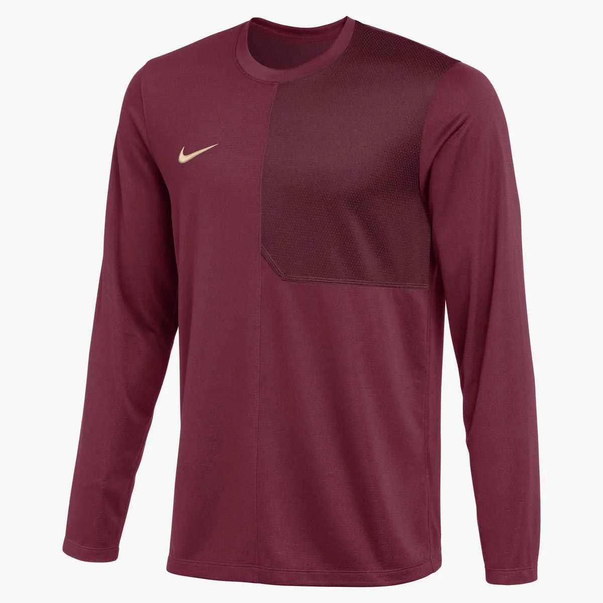 Nike Men's Dri-FIT Long-Sleeve UV Coach Top (Stock) Maroon Color