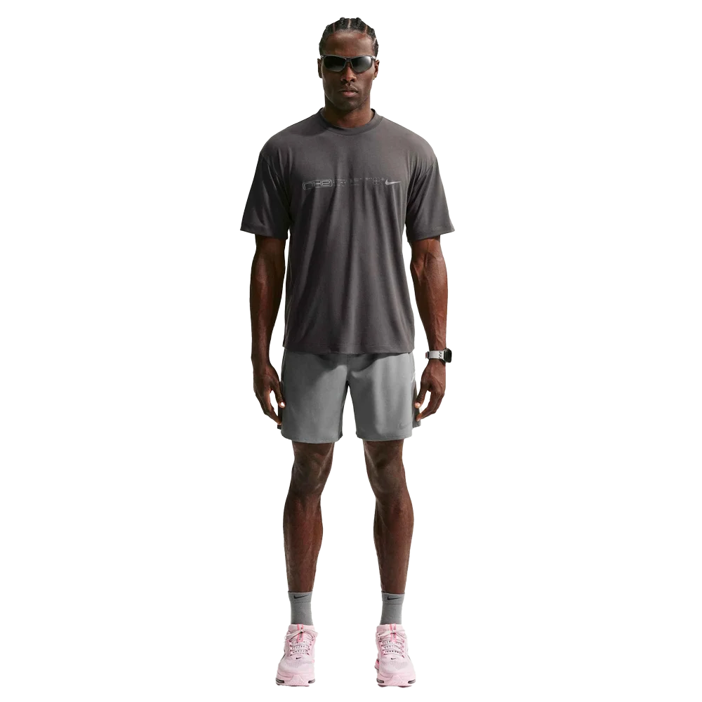 Nike Men's Dri-FIT Short-Sleeve Running Top Gray