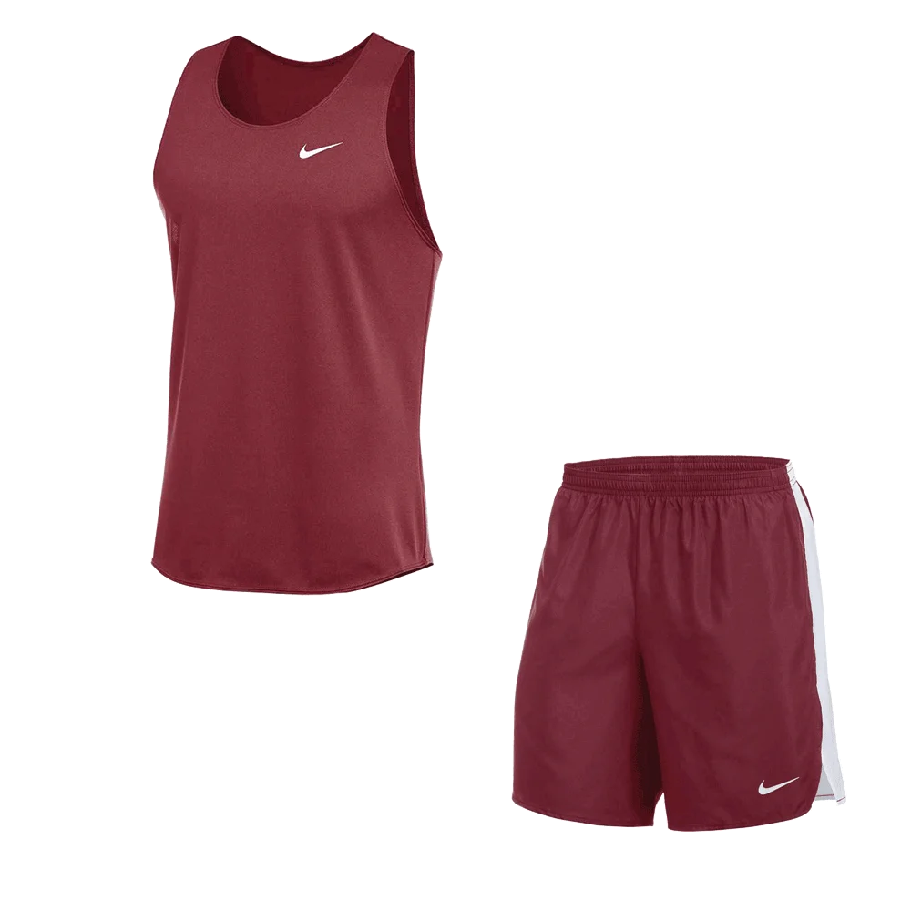 Nike Men's Dri-Fit Stock Fast Set - Singlet and 7IN Short maroon color