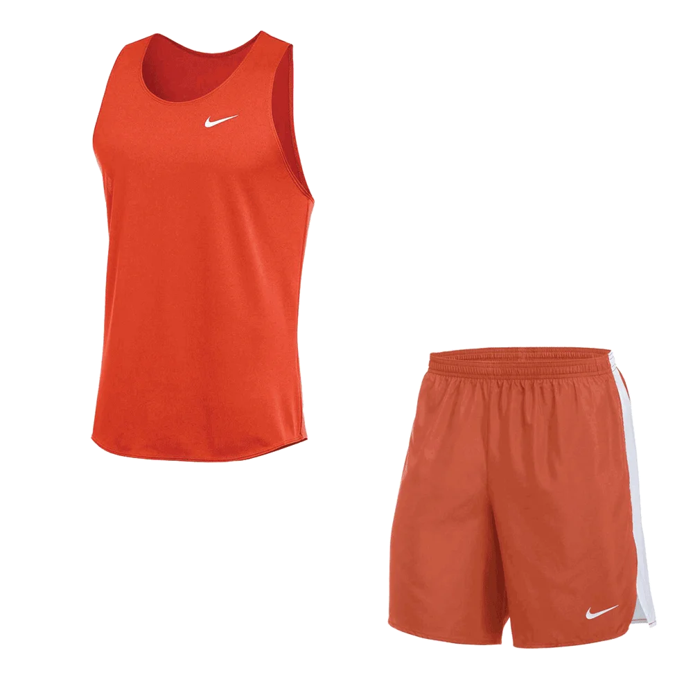Nike Men's Dri-Fit Stock Fast Set - Singlet and 7IN Short orange color