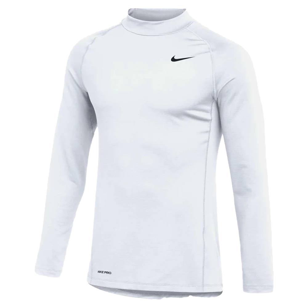 Nike Men's Pro  Long-Sleeve Mock-Neck Top White color