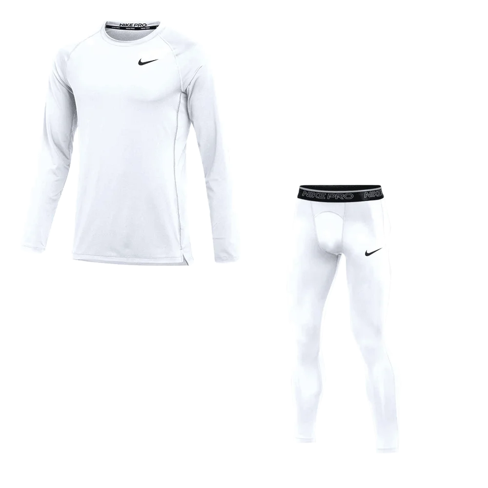 Nike Men's Pro Set - Training Top and Training Tight white color