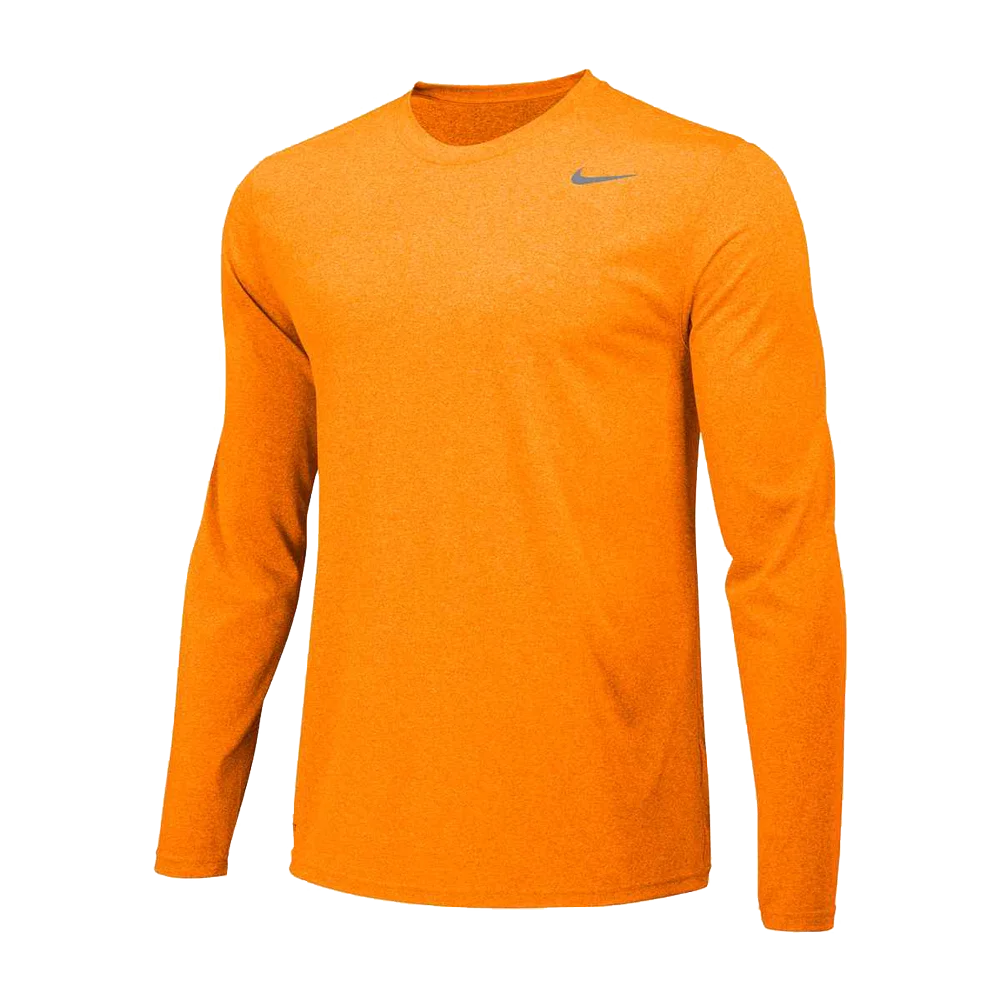 Nike Men's Team Legend Long Sleeve Crew Orange color.