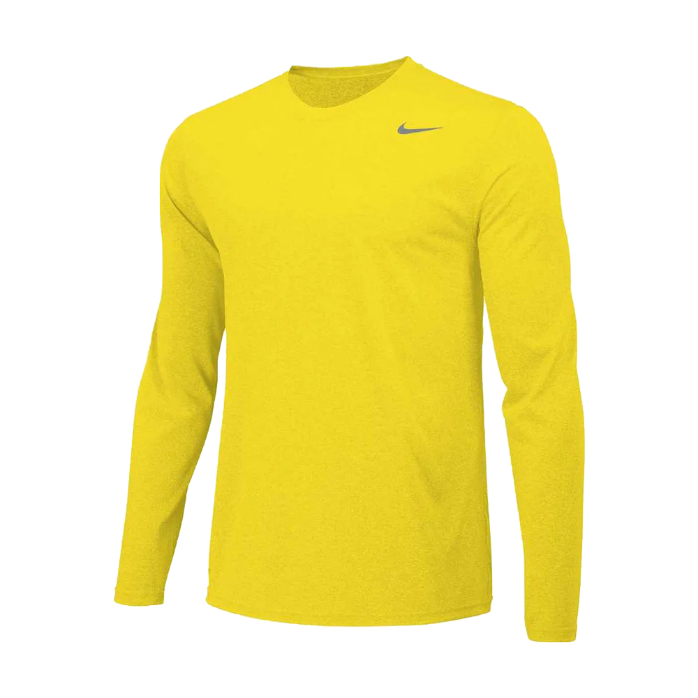 Nike Men's Team Legend Long Sleeve Crew Yellow color.