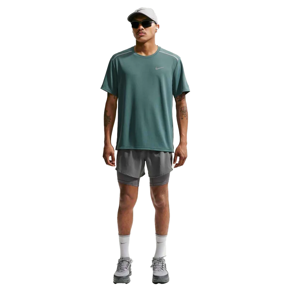 Nike Miler Men's Dri-FIT Short-Sleeve Running Top Green color.