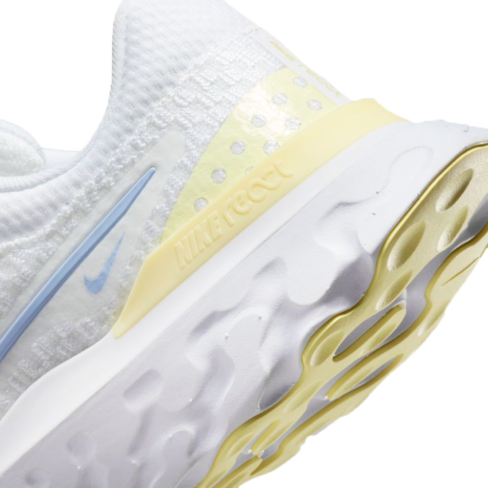 NEW Nike Women's React Infinity 2024 Flyknit 3 Running Shoes White, Blue, Yellow, 8.5