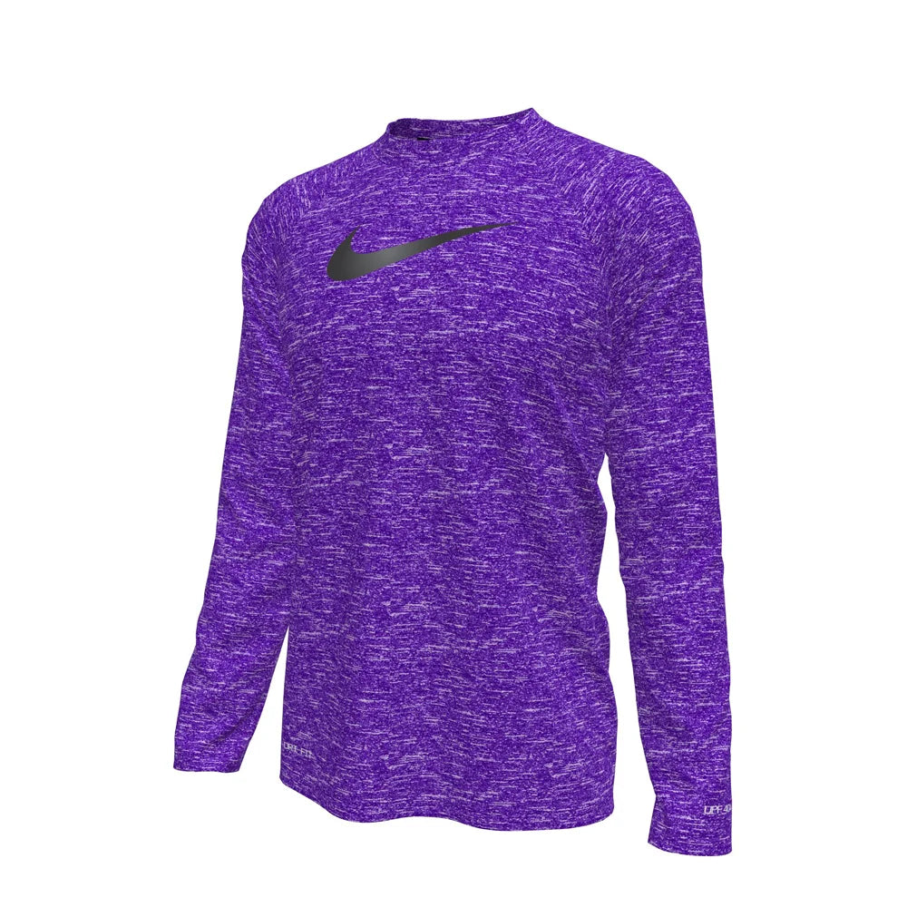 Nike Swim Boys Hydroguard Essential Big Kids Dri-FIT UV Long Sleeve Top Purple  color