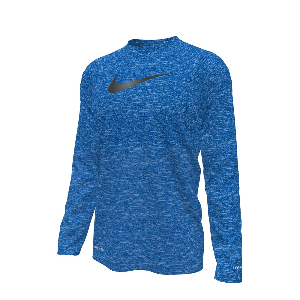 Nike Swim Boys Hydroguard Essential Big Kids Dri-FIT UV Long Sleeve Top blue color.