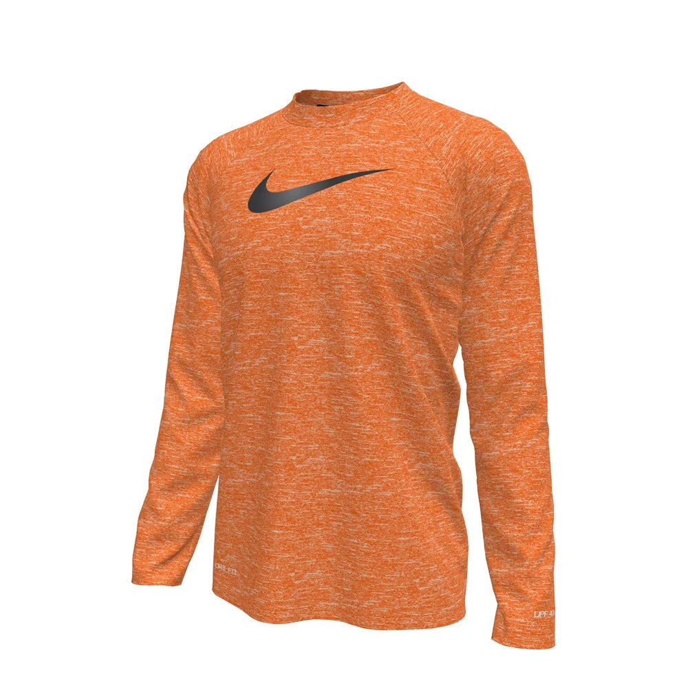 Nike Swim Boys Hydroguard Essential Big Kids Dri-FIT UV Long Sleeve Top Orange  color.