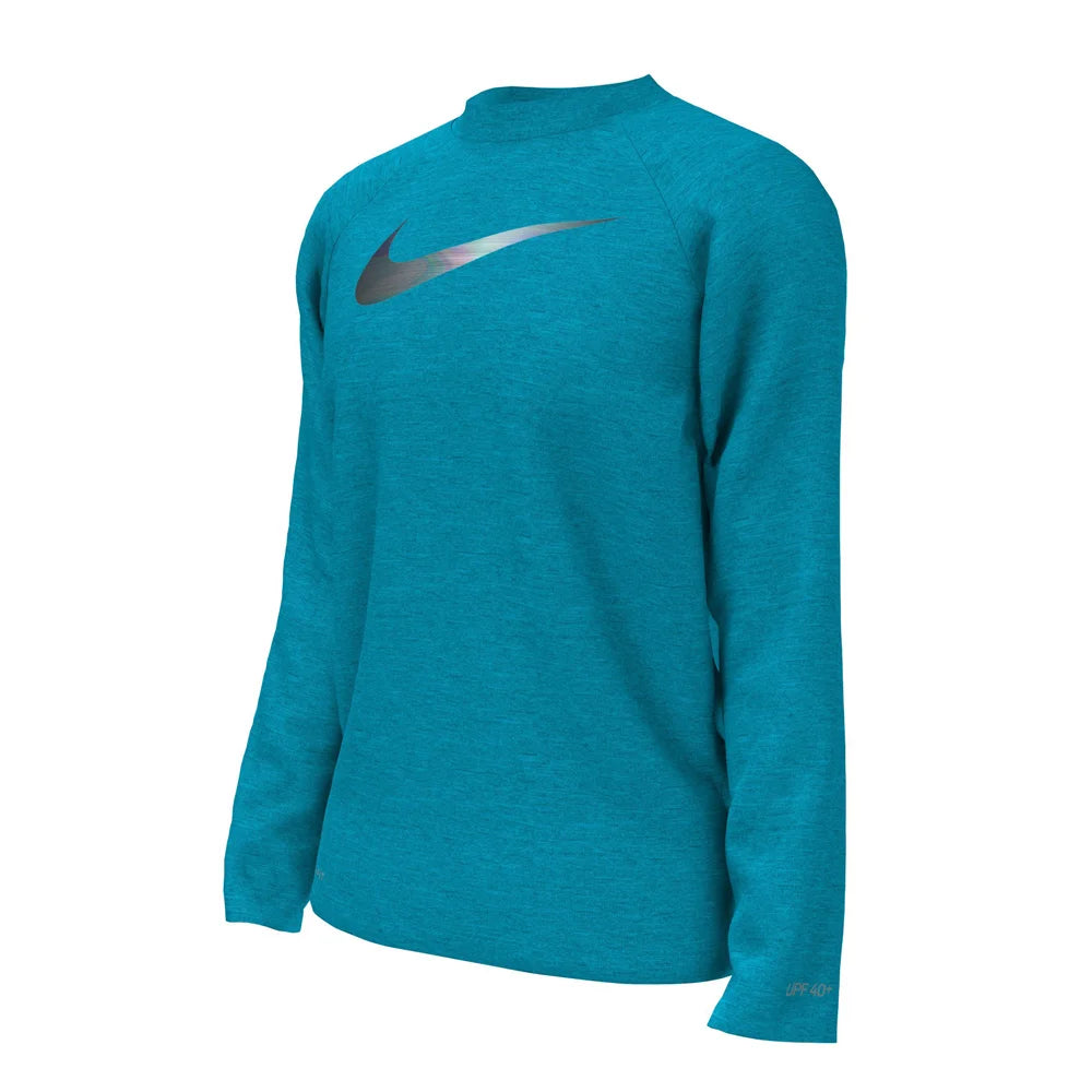 Nike Swim Boys Hydroguard Essential Big Kids Dri-FIT UV Long Sleeve Top blue color