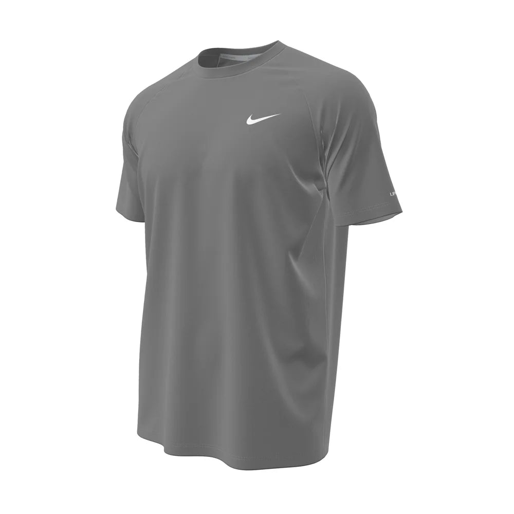 Nike Swim Men's Hydroguard Essential Dri-FIT UV Short Sleeve Top grey color.