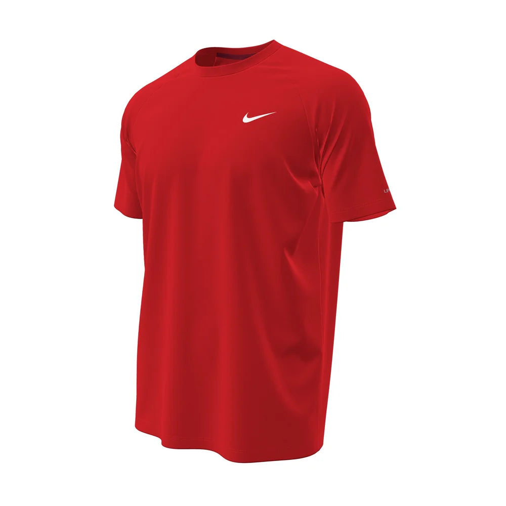 Nike Swim Men's Hydroguard Essential Dri-FIT UV Short Sleeve Top  red color
