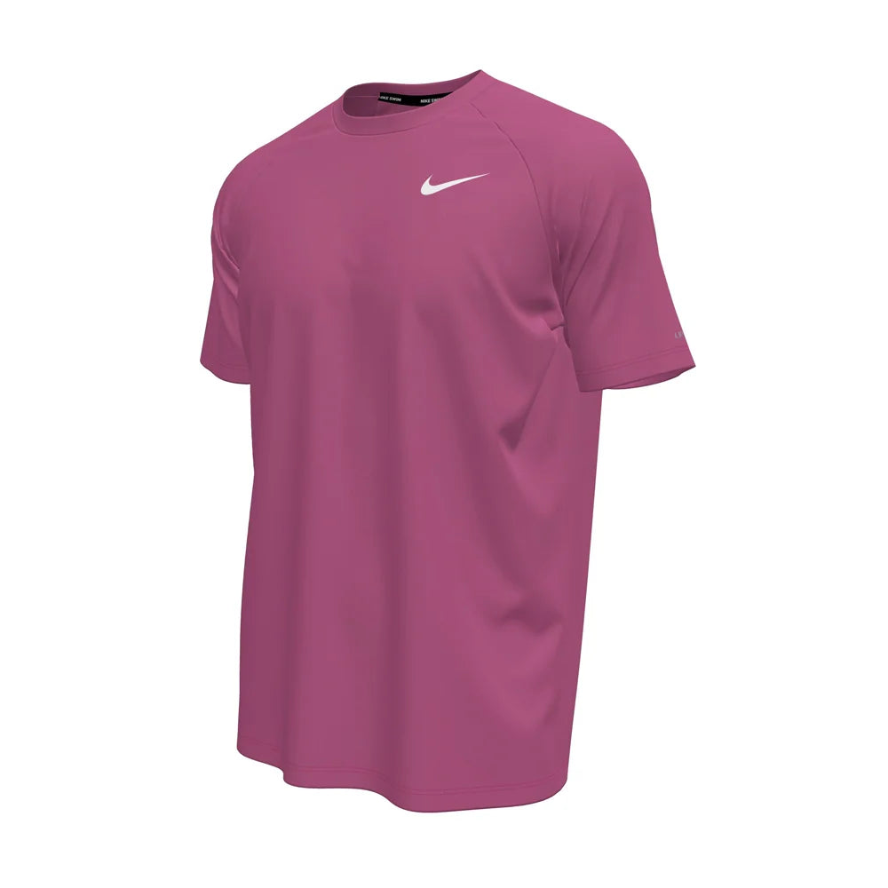 Nike Swim Men's Hydroguard Essential Dri-FIT UV Short Sleeve Top pink color