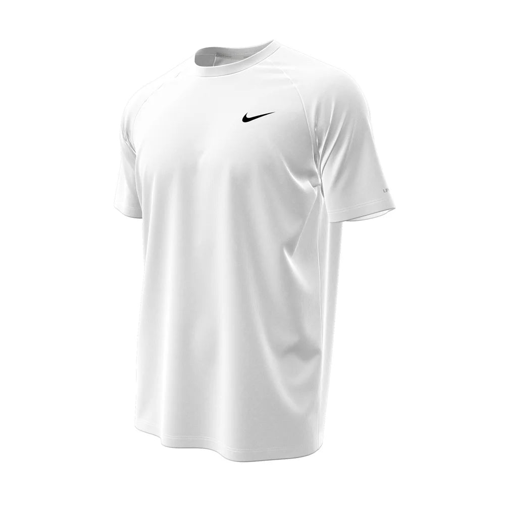 Nike Swim Men's Hydroguard Essential Dri-FIT UV Short Sleeve Top white color