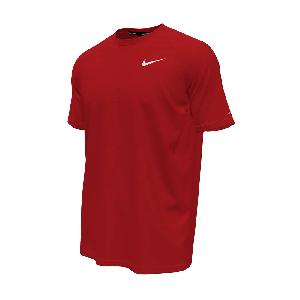 Nike Swim Men's Hydroguard Essential Dri-FIT UV Short Sleeve Top red Color